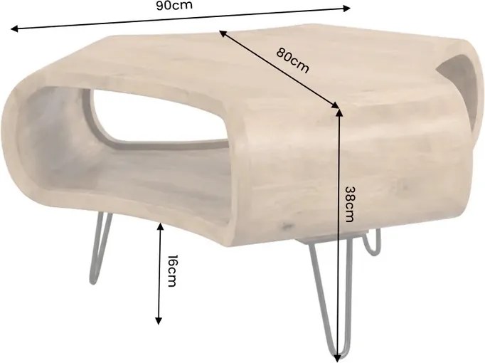 Dizajnový konferenčný stolík Lorelei 90 cm prírodné mango