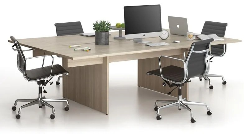 Kancelársky stôl double SOLID + 2x prísed, 240x165 cm, dub prírodný