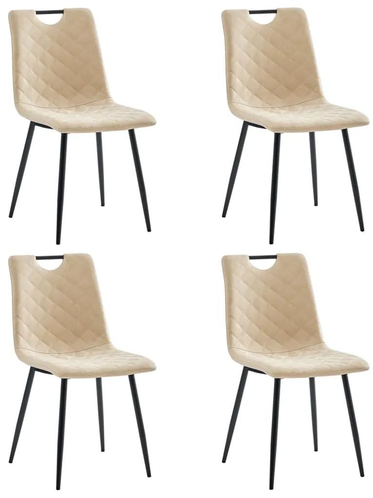 Jedálenské stoličky 4 ks, krémové, umelá koža