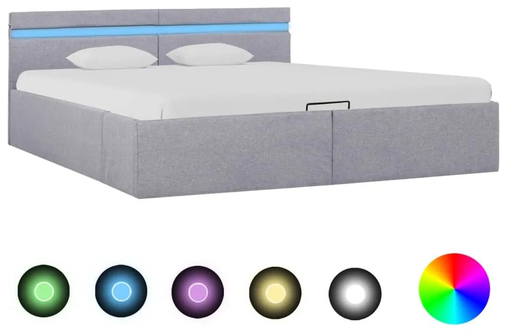 Hydraulický posteľný rám+úložný priestor, LED, látka 160x200 cm