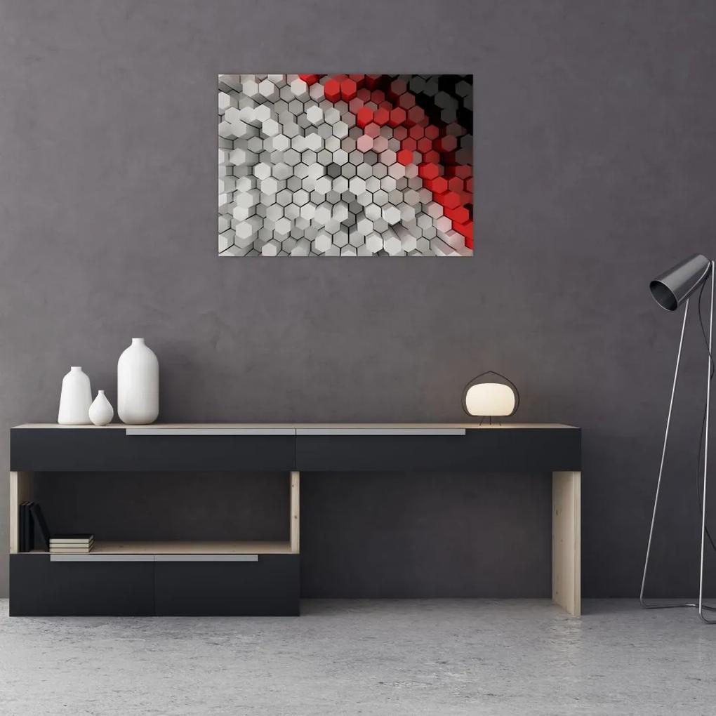 Sklenený obraz - 3D hexagóny (70x50 cm)