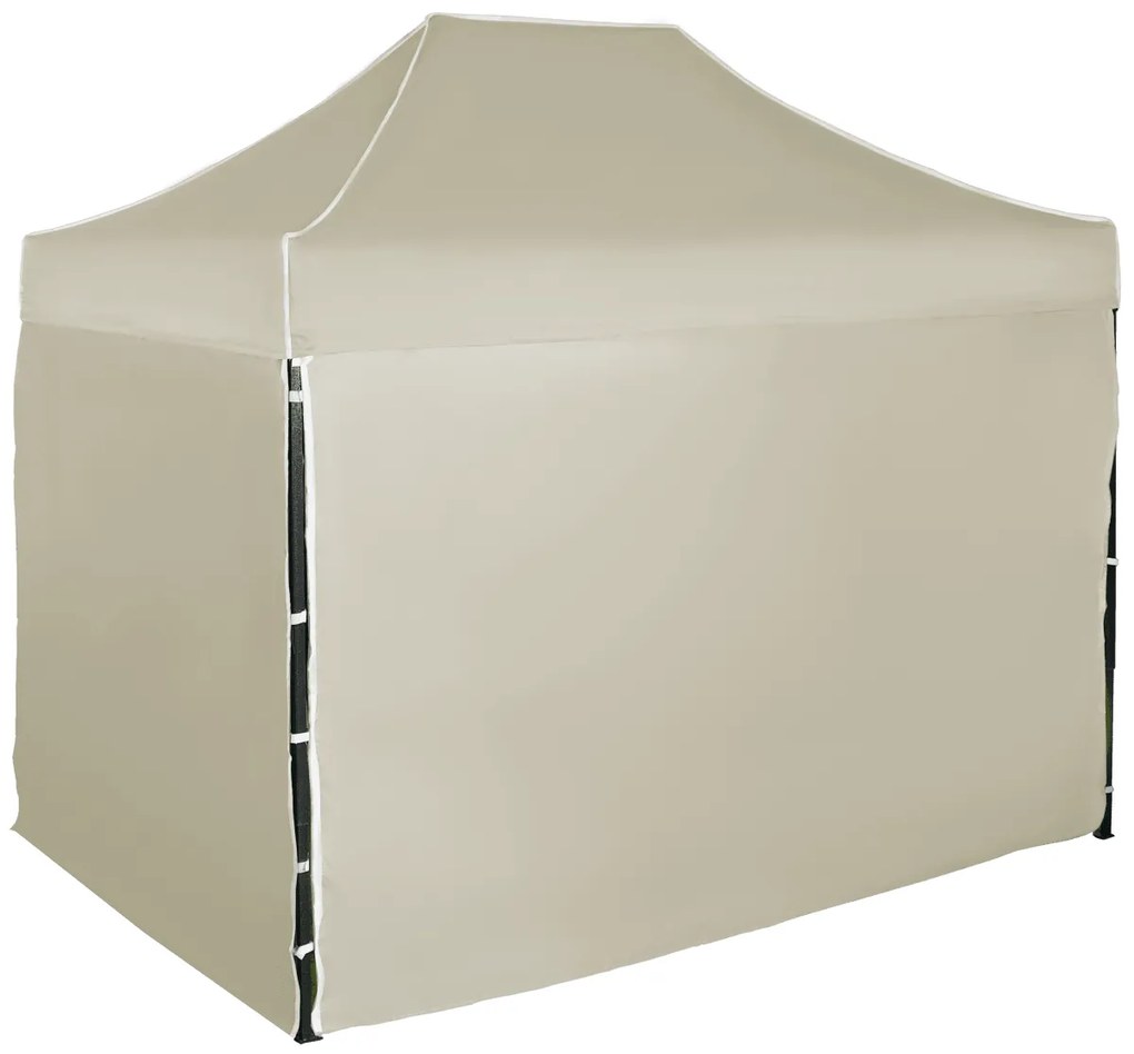 Rýchlorozkladací nožnicový stan 2x3m - oceľový, 4 bočné plachty, Béžová