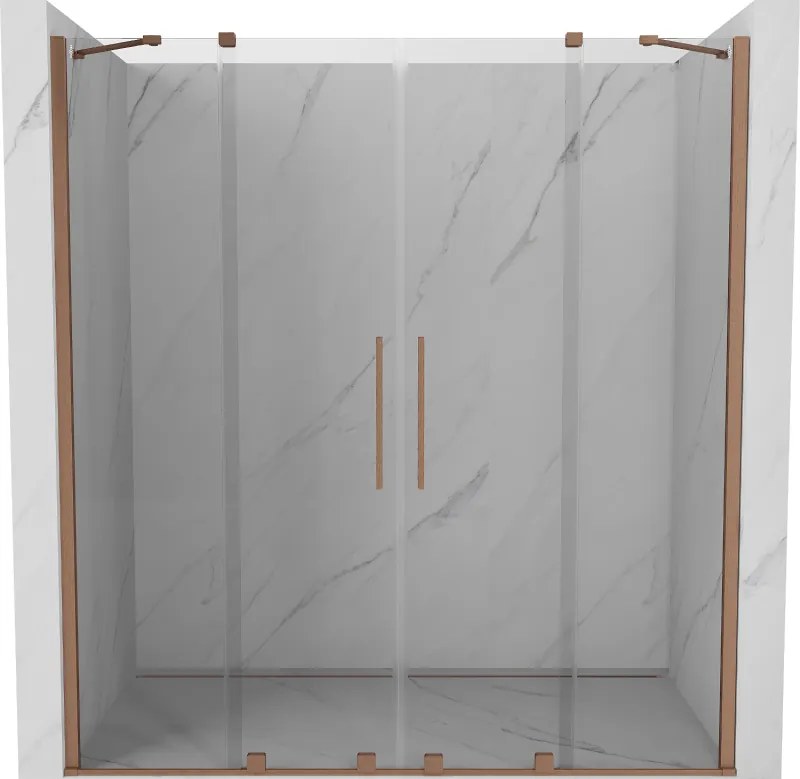Mexen Velar Duo, posuvné dvere do otvoru 180x200 cm, 8mm číre sklo, medená matná, 871-180-000-02-65