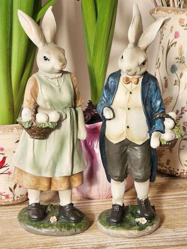 Dekorácia králičia mamka s košíčkom vajíčok  - 9*8*25 cm