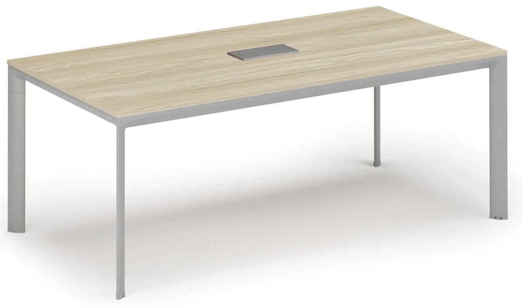 Rokovací stôl PRIMO INVITATION, 240x120 cm, dub prírodný + stolná zásuvka TYP I, strieborná