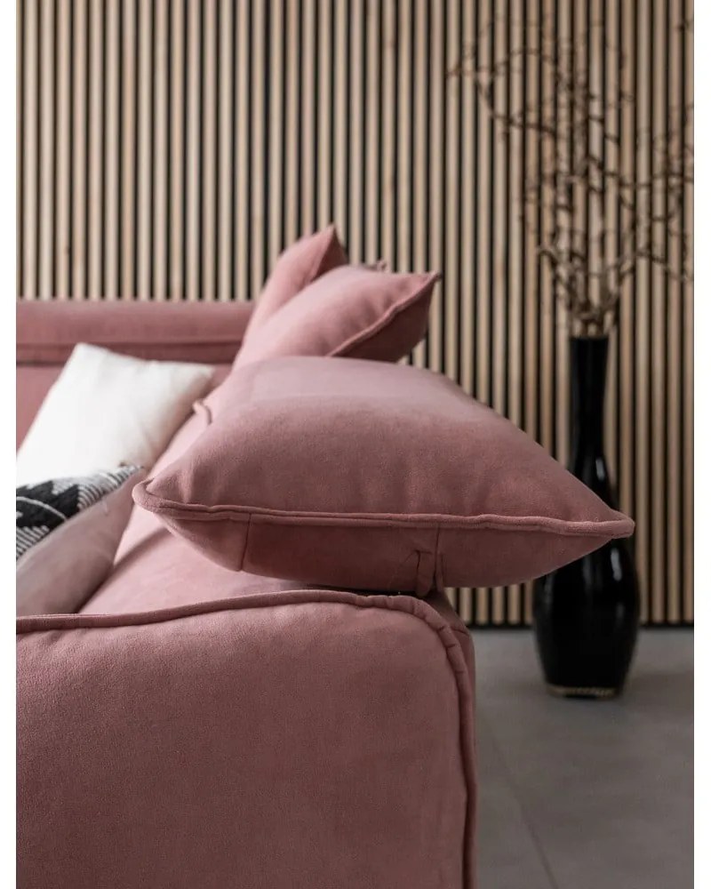 Svetloružová zamatová rozkladacia rohová pohovka (ľavý roh) Sweet Harmony – Miuform