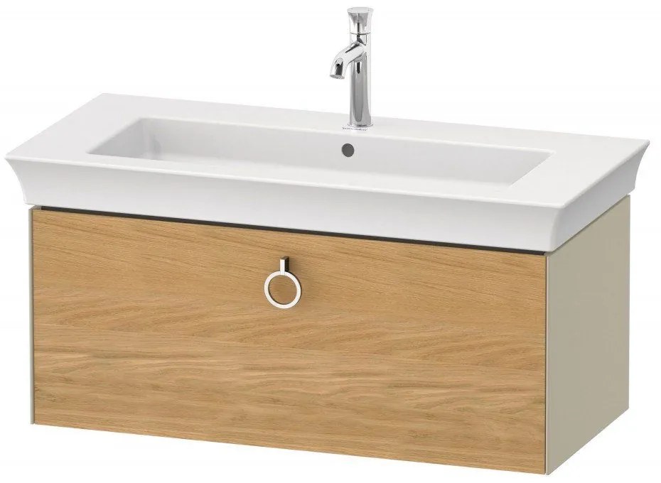 DURAVIT White Tulip závesná skrinka pod umývadlo, 1 zásuvka, 984 x 458 x 410 mm, dub prírodný masív/taupe vysoký lesk, WT42520H5H3