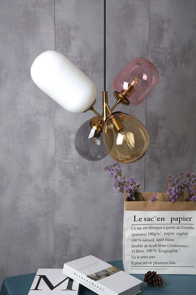 Toolight Toolight, Stropné svietidlo zo skla viacfarebné E14 60W APP436-4C, OSW-00565