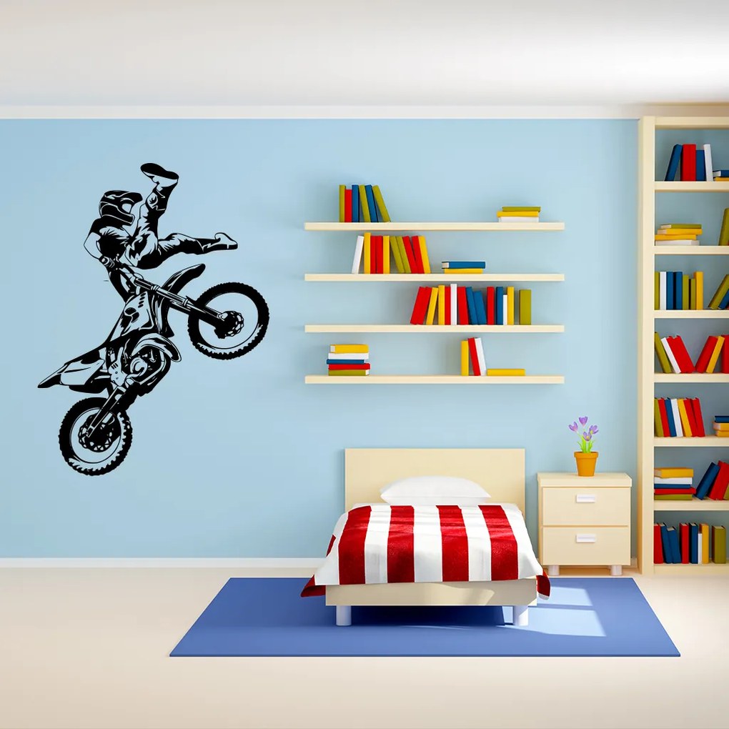 Veselá Stena Samolepka Freestyle Motocross Farba: růžová, Veľkosť: 60 x 44 cm