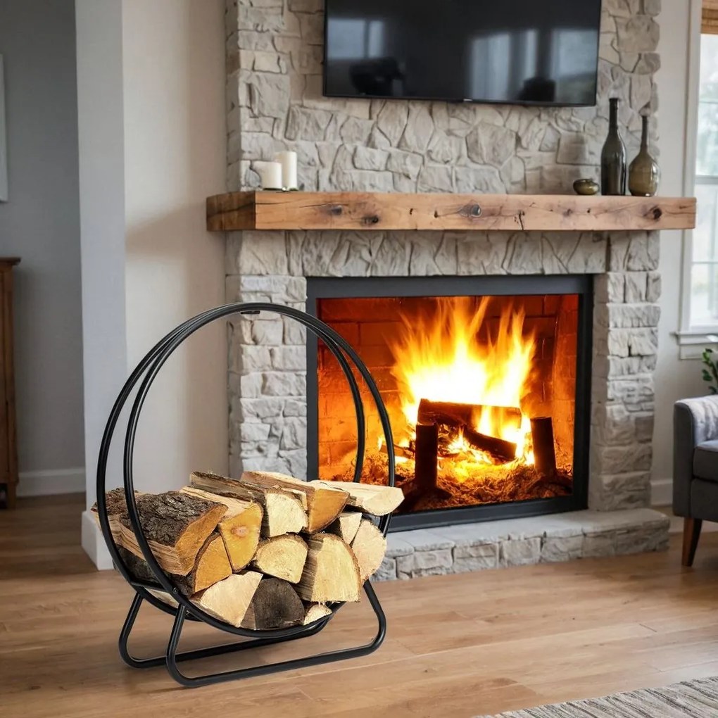 Kovový stojan na palivové drevo HOBRO čierny