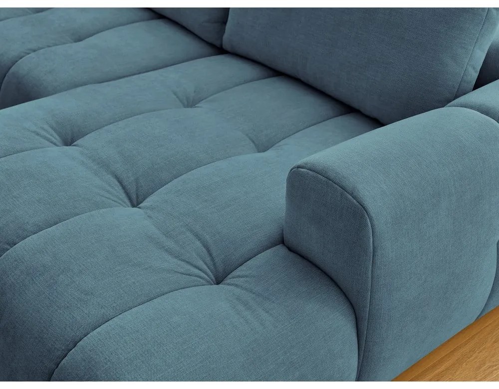 Modrá rozkladacia/s úložným priestorom rohová pohovka (ľavý roh/do tvaru "U") Fuji – Bobochic Paris