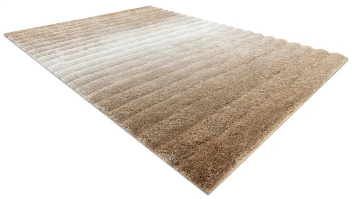 Moderný koberec FLIM 007-B2 shaggy, Pruhy, béžový