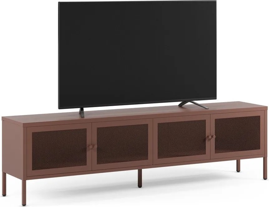 Vínovočervený kovový TV stolík 160x50x35 cm Fayna – Marckeric
