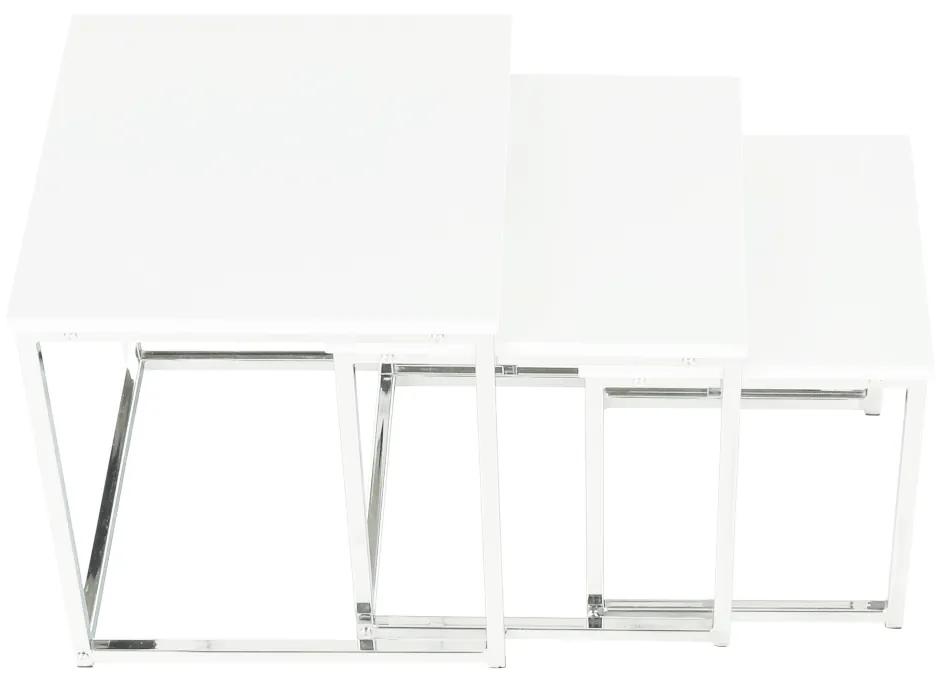 Kondela Konferenčné stolíky, set 3 ks, biela extra vysoký lesk, ENISOL TYP 3
