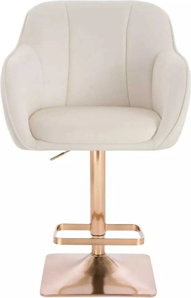 LuxuryForm DESIGN Barová stolička AVOLA VELUR na zlatej hranatej podstave - biela