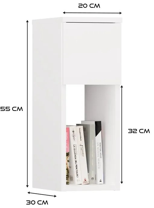 Noční stolek Galax 1S 20 cm bílý