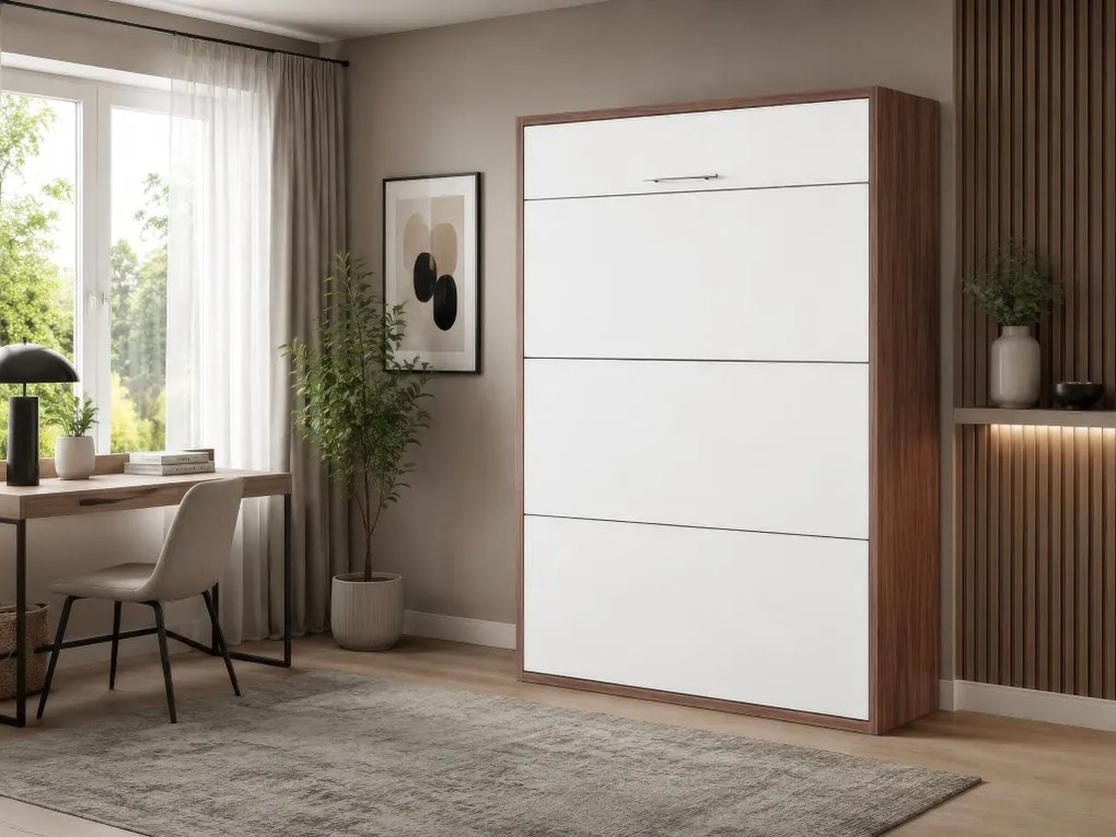 Nabytekmorava Sklápacia posteľ VS 1054 P - 200x140 cm A nosnosť postele: zvýšená nosnosť o 20 kg, farba lamina: orech/biele dvere