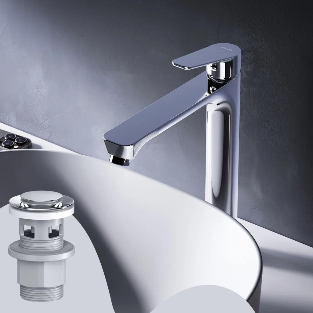 Umývadlová batéria AM.PM Hit FTA92200 vysoká s odtokovým ventilom, chróm