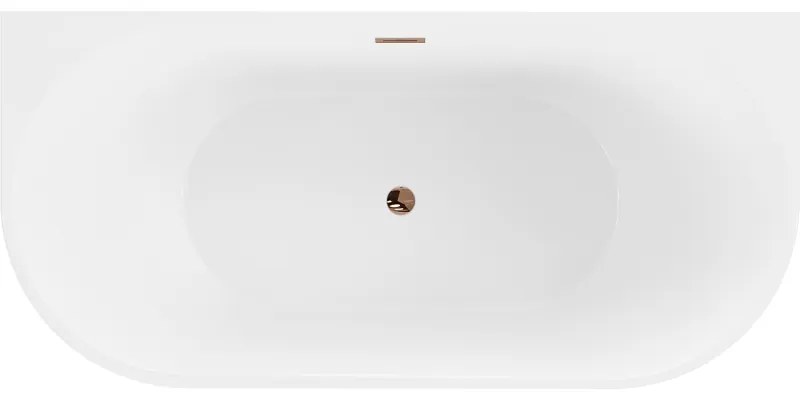 Mexen Oval, voľne stojaca nástenná vaňa 180 x 80 cm, biela, ružové zlato prepad, 52671808000-60