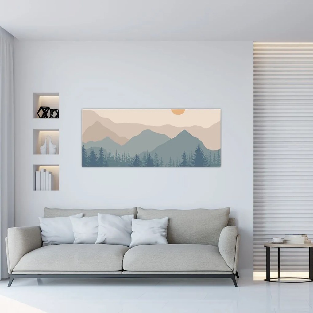 Obraz - Tyrkysové hory N⁰1 (120x50 cm)