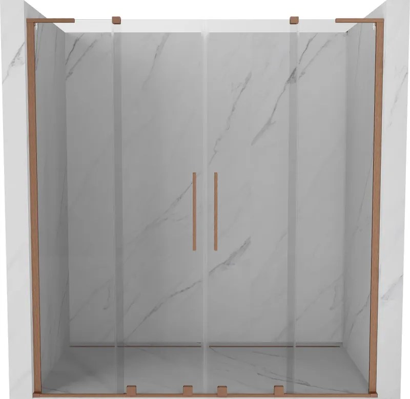 Mexen Velar L Duo, posuvné sprchové dvere do otvoru 170 cm, 8mm číre sklo, medená matná, 871-170-003-02-65