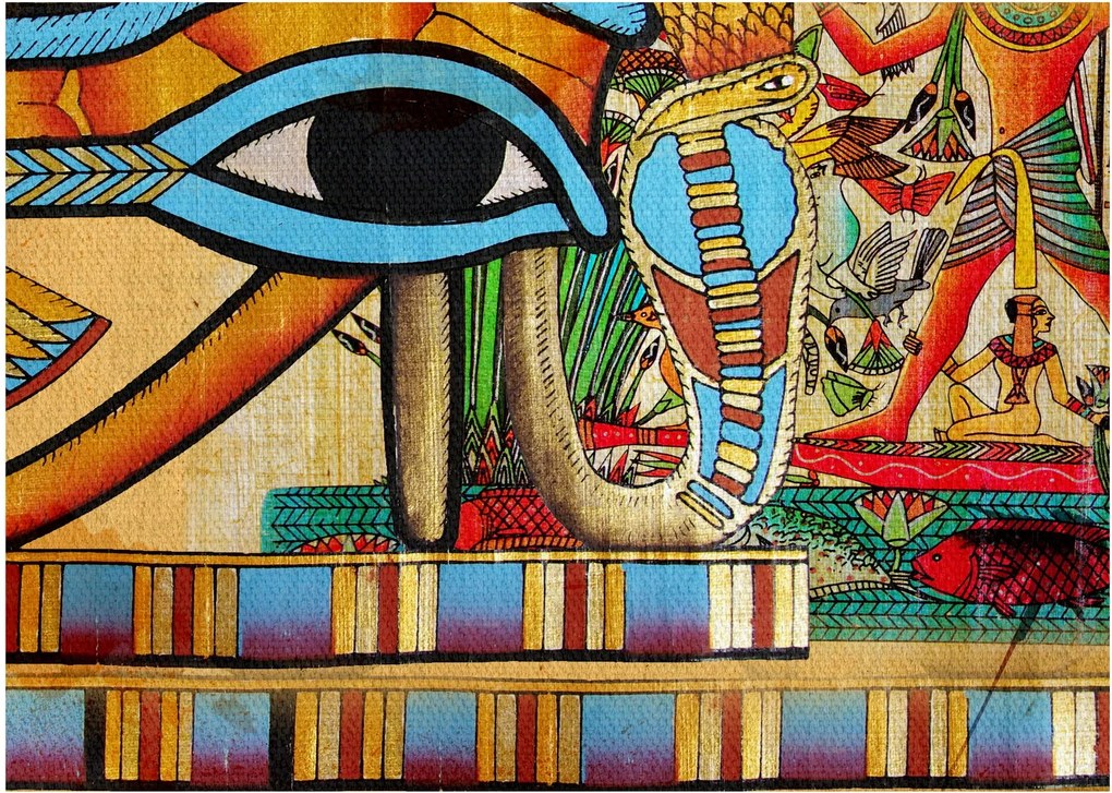 Sklenený obraz s egyptskými motívmi (70x50 cm)