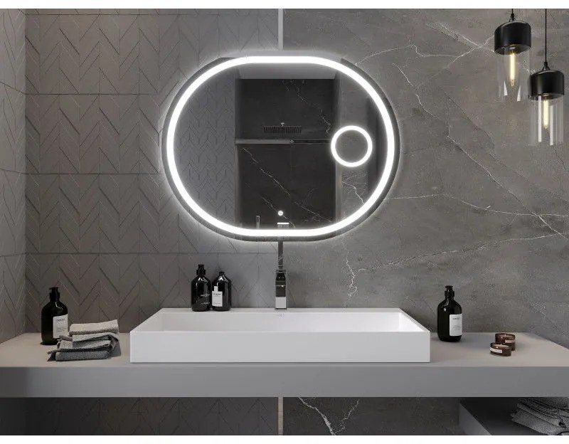 Mexen Umba, LED kúpeľňové zrkadlo s podsvietením a kozmetickým zrkadlom 100 x 80 cm, 6000K, ochrana proti zahmlievaniu, 9822-100-080-611-00