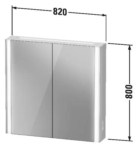 Duravit XViu - Zrkadlová skrinka s osvetlením, Icon verzia, 820x156 mm, čierna matná XV71420B2B2