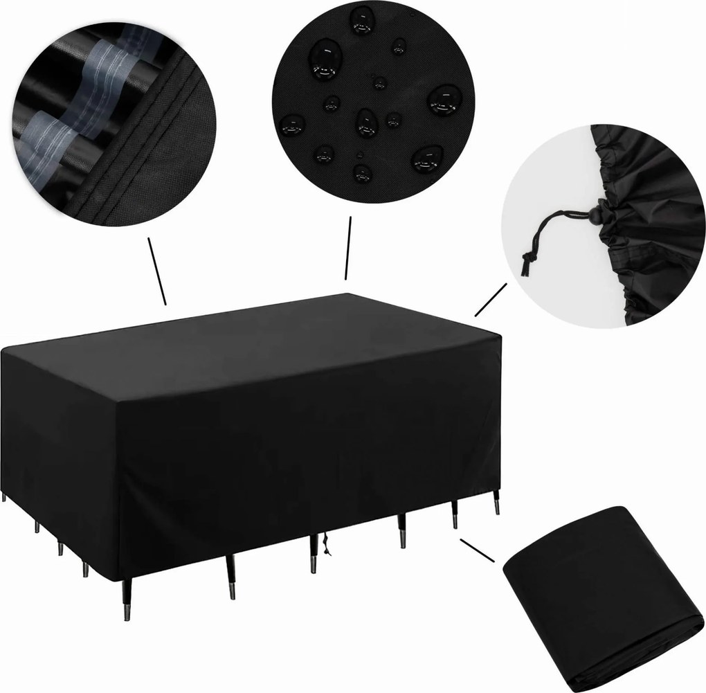Ochranný vodeodolný obal na záhradný nábytok ARENA 215x135x105 cm - čierny