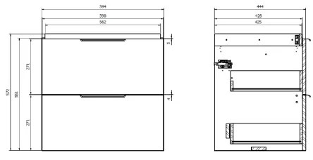 Cersanit S598-045-DSM - Závesná kúpeľňová skrinka pod umývadlo MALIKA 60x45 cm dub