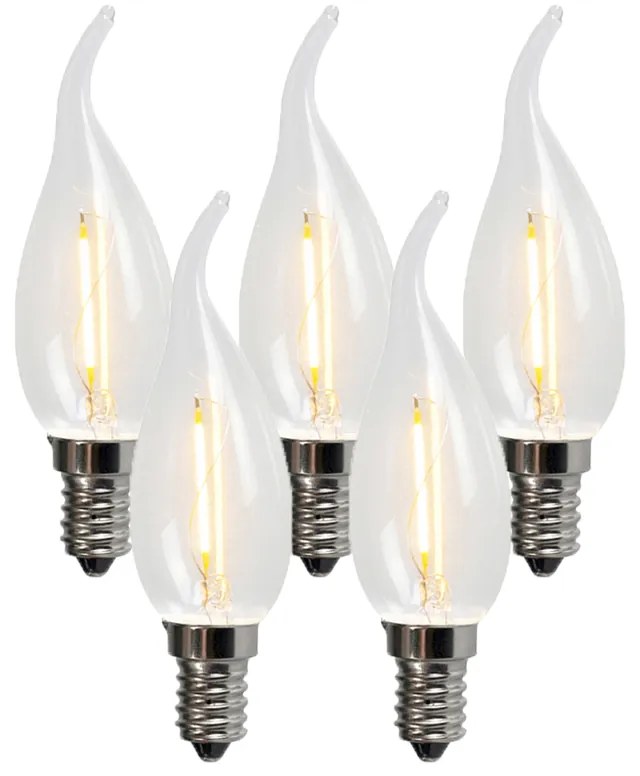 Sada 5 E14 LED vláknových sviečkových žiaroviek BXS35 1W 100LM 2200K