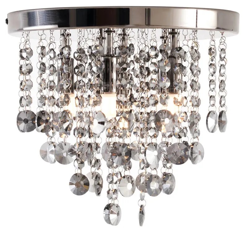 Klasické stropné svietidlo čierne s dymovým sklom - Medusa