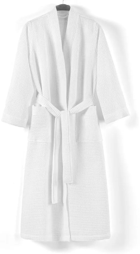 Biely bavlnený župan veľkosť S Mia Waffle - Foutastic