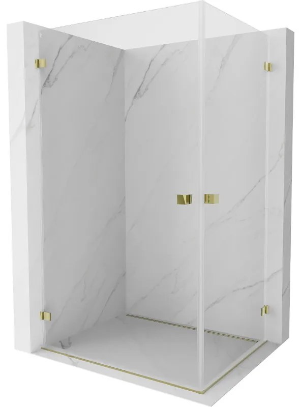 Mexen Lunar-B Duo, výklopný sprchový kút 85 x 70 cm, 8mm číre sklo, zlatý profil, 832-085L-070P-50-00