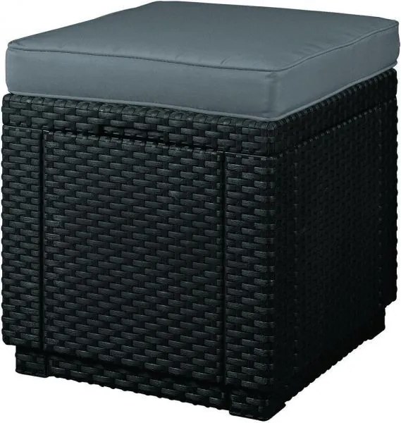 InternetovaZahradaplast Taburetka CUBE - antracit + šedá poduška