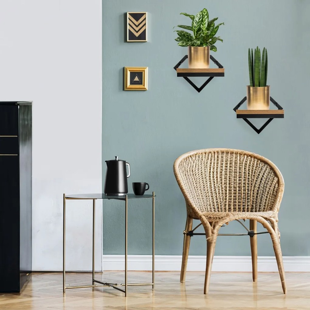 Nástenný stojan na kvety DORON čierna/dub remeselný