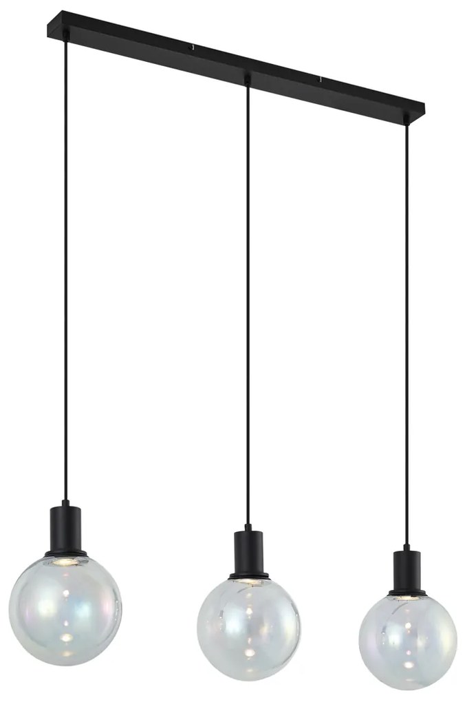 Dizajnové závesné svietidlo čierne s dúhovým sklom obdĺžnikové 3-svetlá - Mallon