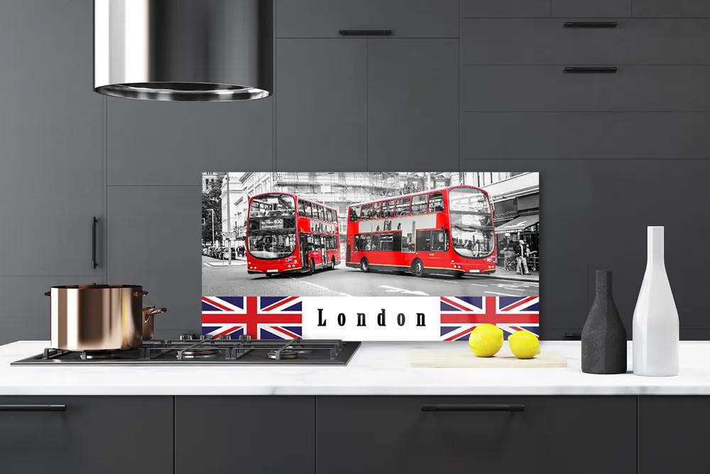 Sklenený obklad Do kuchyne Londýn autobus umenie 125x50 cm