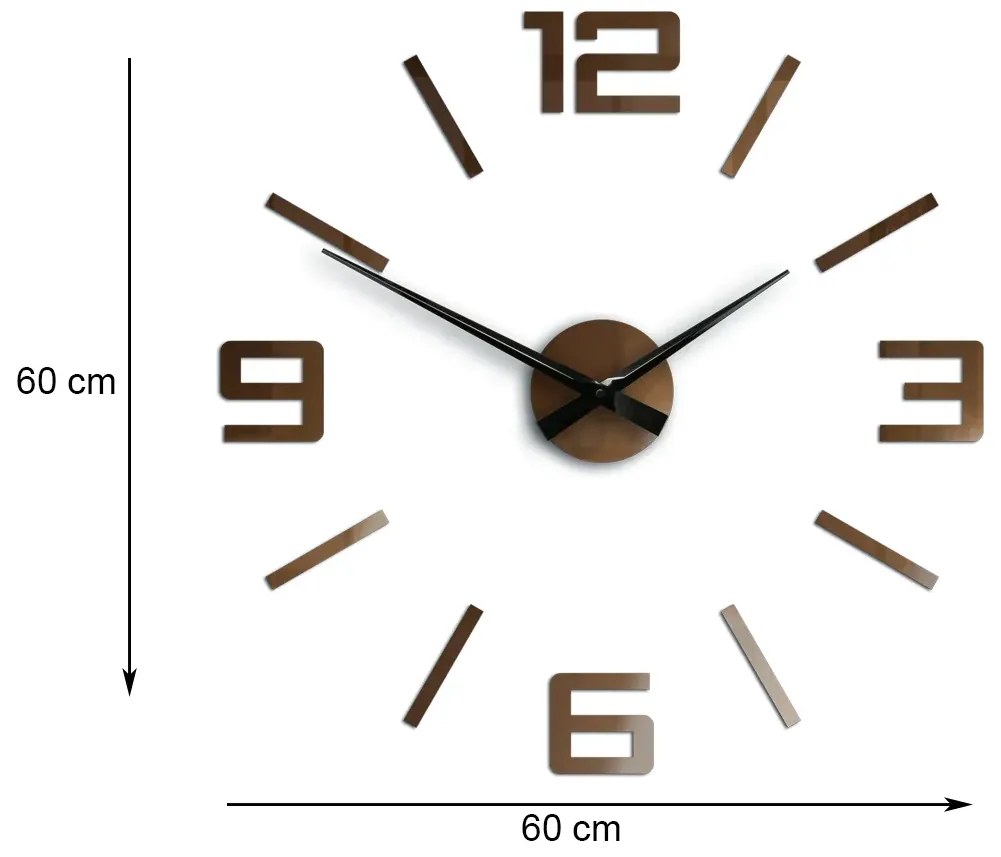 3D nalepovacie hodiny Reden medené