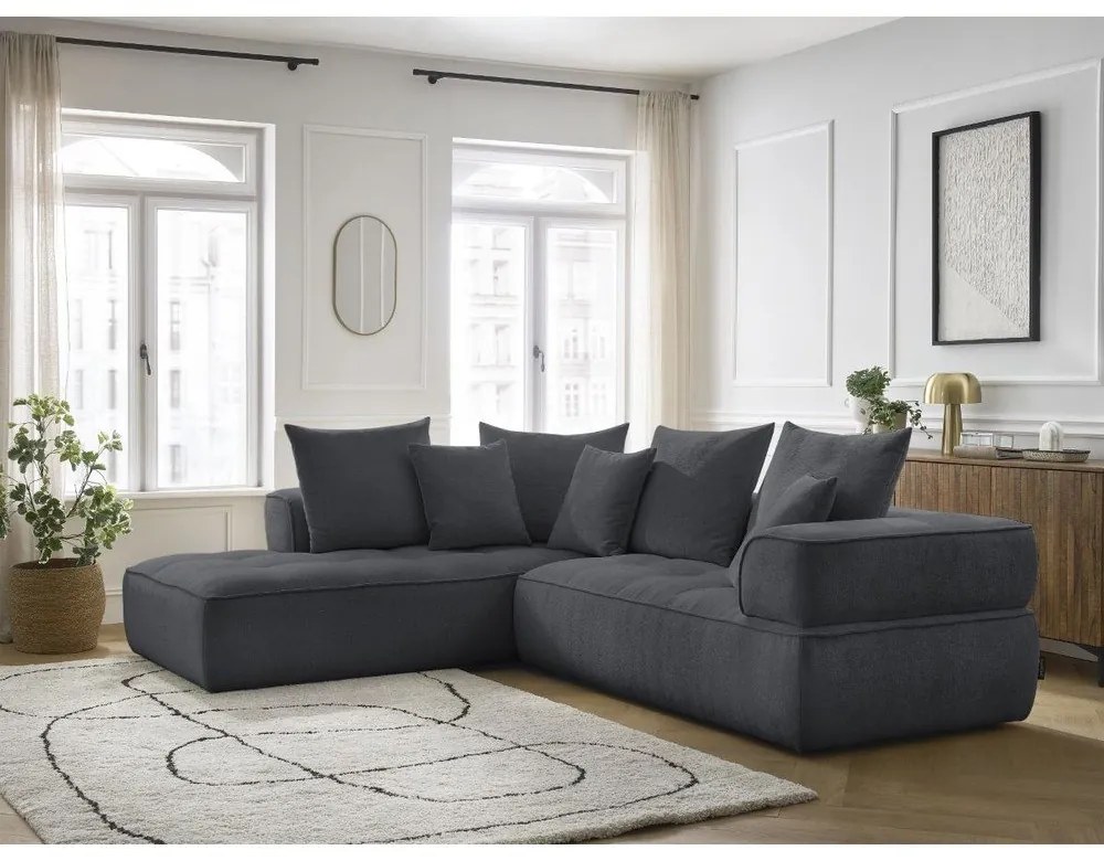 Tmavosivá ženilková rohová pohovka (ľavý roh/do L) Whesley – Bobochic Paris