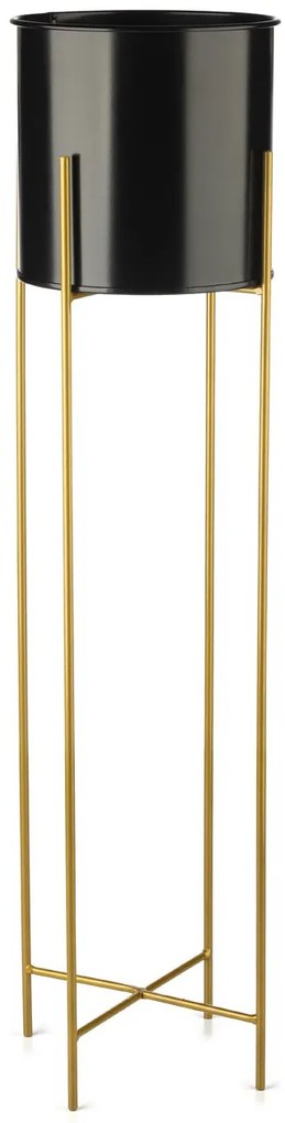 KOVOVÝ KVETINÁČ SO STOJANOM GLAMOUR 95X24 CM ČIERNA/ZLATÁ