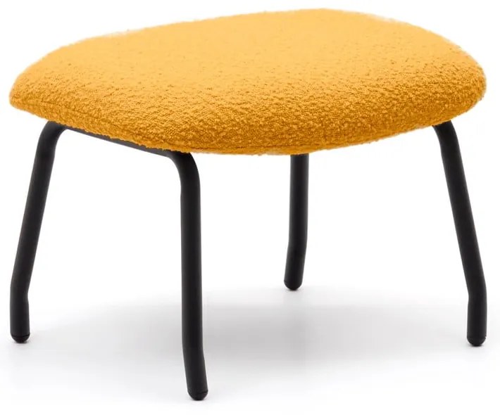 Taburet z textílie buklé v horčicovej farbe Belina – Kave Home