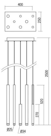 Redo 01-2049 - LED Luster na lanku MADISON 8xLED/4W/230V lesklý chróm/čierna/meď