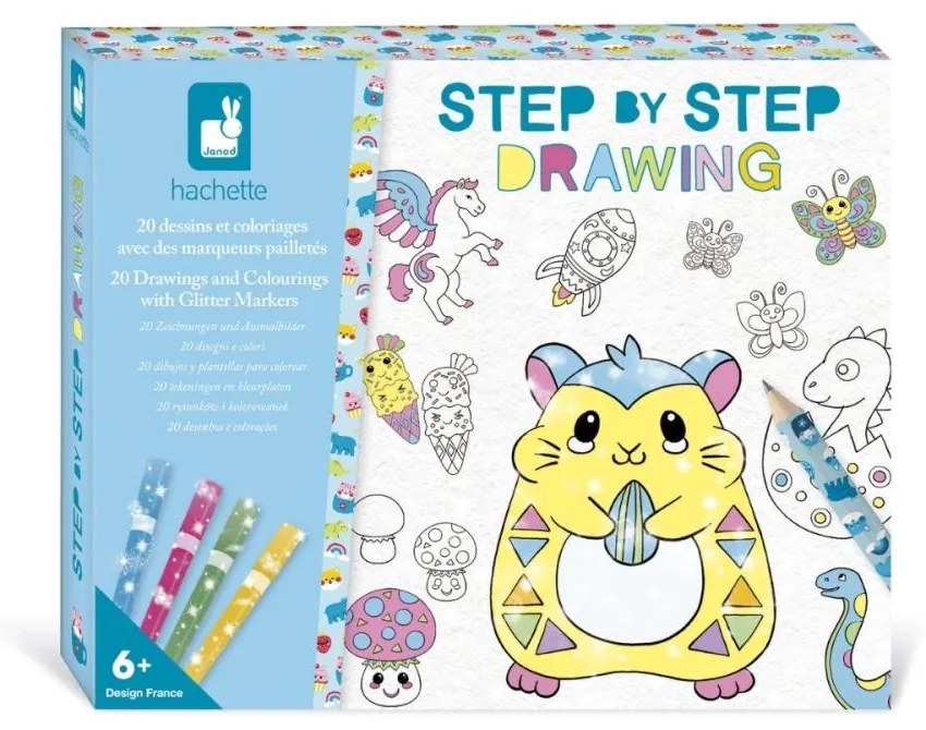 Janod Step by step Kreatívna sada Kreslenie krok za krokom s fixkami od 6 rokov