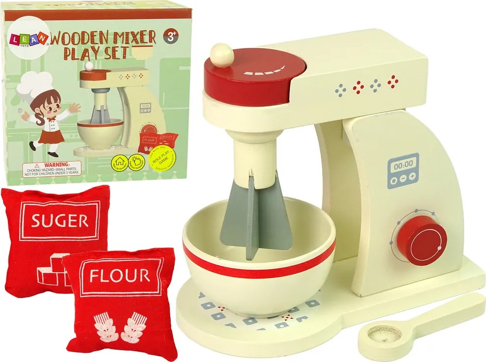 LEAN Toys Drevený kuchynský robot mixér s príslušenstvom pre deti