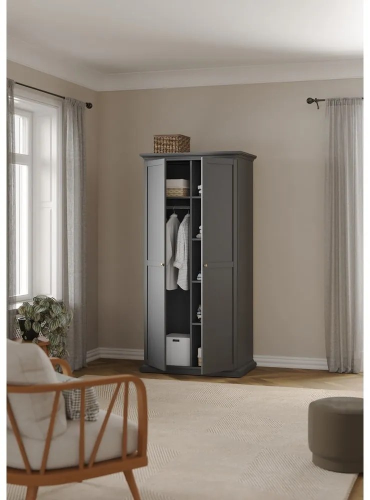 Sivá šatníková skriňa 96x201 cm Paris – Tvilum