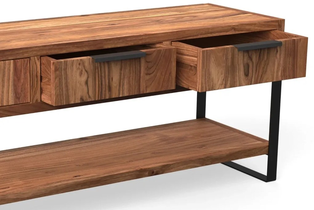 furniture-nabytek.cz - Masivní TV stolek Sydney z akácie, lakovaný, hnědý – 137×45×55 cm