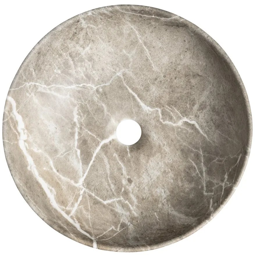 Sapho Sapho, RONDANE keramické umývadlo na dosku priemer 41cm, breccia marmor, AR435BM