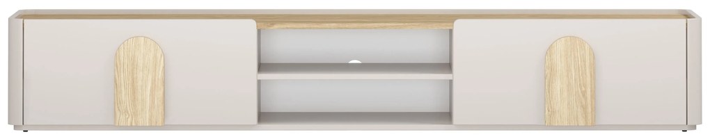 RTV skrinka Amilio 220 cm so zásuvkou - kasmír / olejovaný dub / úchyty svetlý dub