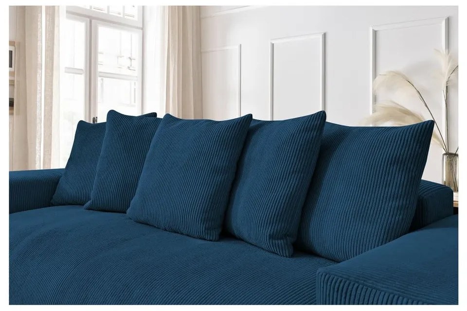 Tmavomodrá menčestrová pohovka 280 cm Voltaire – Bobochic Paris